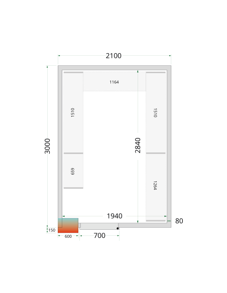 Kylrumspaneler 80 mm - CR 210x300x212 NF