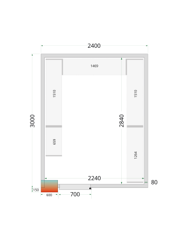 Kylrumspaneler 80 mm - CR 240x300x212 NF