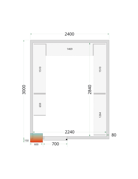 Kylrumspaneler 80 mm - CR 240x300x212 NF