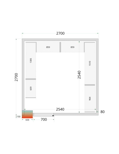 Kylrumspaneler 80 mm - CR 270x270x212 NF