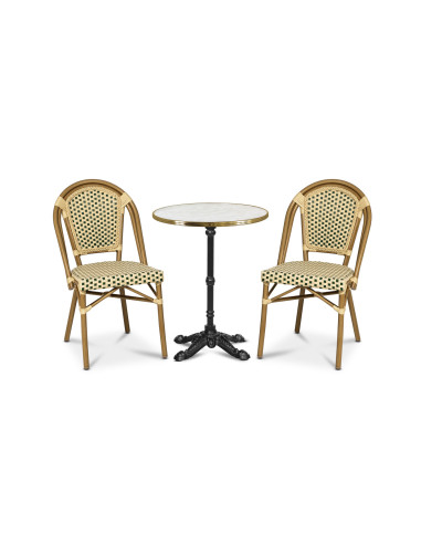 Stol Paris, Grön/creme fiberrotting