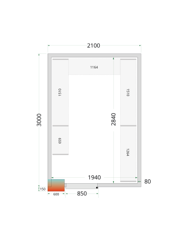 Kylrumspaneler 80 mm - CR 210x300x220 WD