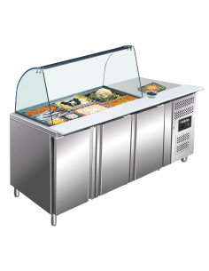 Saladette, 3 dörrar, med glasskiva, modell GN 3100 TNS