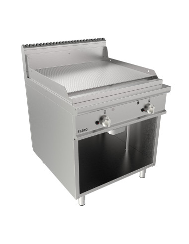 Gasgrillplatta 800 mm bred, fristående, räfflad, modell LQ / FTG4BAR