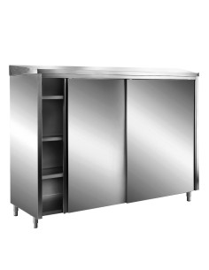 Förvaringsskåp i rostfritt stål med skjutdörrar AISI 430, sluttande tak, 1600x700 mm