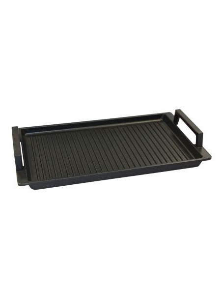 Eurolux Premium grillplatta med handtag i rostfritt stål 41 x 24 x 2,5 cm, räfflad