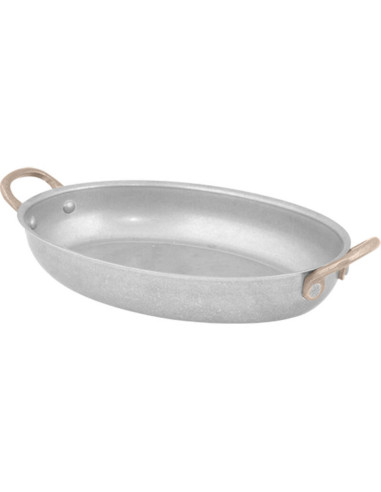 Oval antique fat med 2 mässings htg